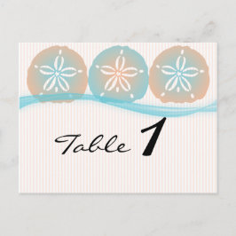 Peach and Blue Sand Dollars Hochzeiten Tischnummer