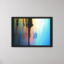 Peach and Blue Sunset on Mountain Lake Leinwanddruck