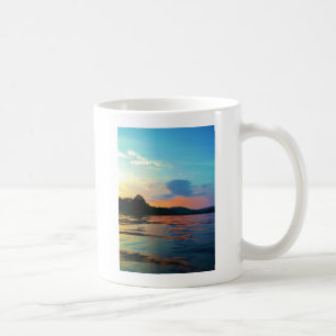 Peach and Blue Sunset on Mountain Lake Tasse