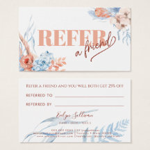 Peach and blue tropical referenzial card