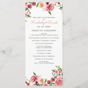 Peach and Coral Blume Blumenhochzeiten Programm