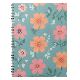 Peach and Coral Summer Wildflower Pattern Notizblock
