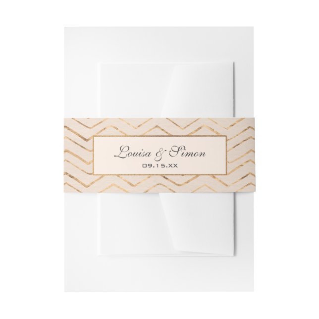 Peach and Gold Einladung Bauchband Einladungsbanderole (Vorderseite Beispiel)