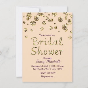 Peach and Gold Glitzer Bridal Dusche Einladung