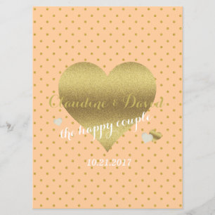 Peach and Gold Polka Dot Zeremonie Hochzeit Programm