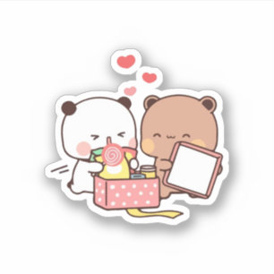 Peach and Goma Mochi Bear Couple Aufkleber