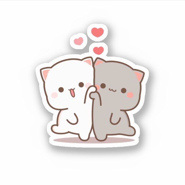 Peach and Goma Mochi Cat Aufkleber (Vorderseite)