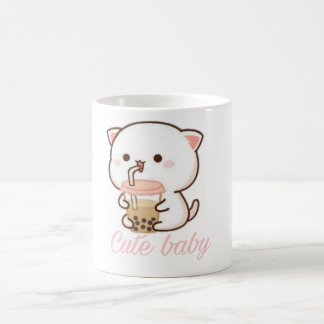 Peach and Goma Mochi Cat Bubble Tee Baby Bodysuit Kaffeetasse
