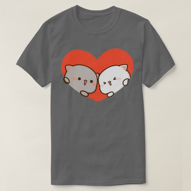 Peach and Goma Mochi Cat Liebe 1 T-Shirt (Design vorne)