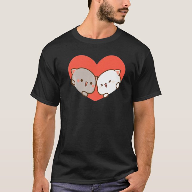 Peach and Goma Mochi Cat Liebe T-Shirt (Vorderseite)