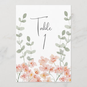 Peach and Green Wassercolor Floral Table Card Programm