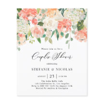 Peach and Ivory Blume Paare Dusche Einladung