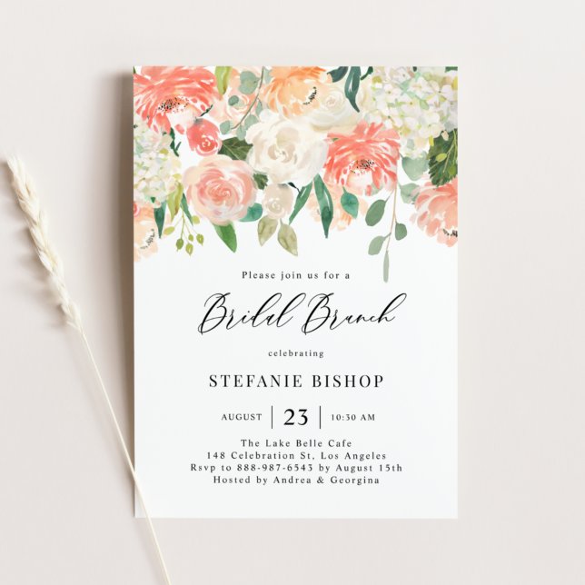 Peach and Ivory Watercolor Blume Bridal Brunch Einladung (Von Creator hochgeladen)