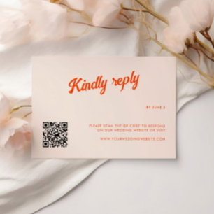 Peach and Mandarine Retro Wedding RSVP Karte