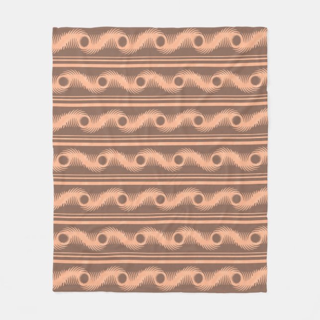 Peach and Mocha Spiral Pattern Fleecedecke (Vorderseite)