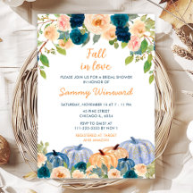 Peach and Navy Blue Pumpkins Brautparty