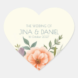 Peach and Petal Dream Herz-Aufkleber