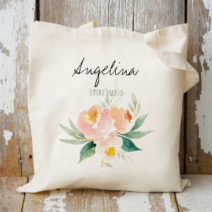 Peach and Pink Floral Bridesmaid zugunsten Tragetasche