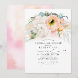 Peach and Pink Floral Moderne Probe Abendessen Einladung