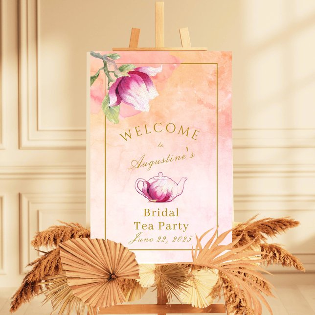 Peach and Pink Magnolia Bridal Tee Empfang Poster (Welcome to the Peach and Pink Bridal Tea)