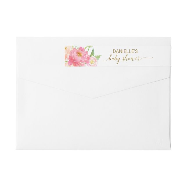 Peach and Pink Peony Blume Babydusche (Rückseite)