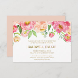 Peach and Pink Peony Wedding Card Begleitkarte