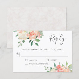 Peach and Pink Watercolor Floral Wedding RSVP Einladung