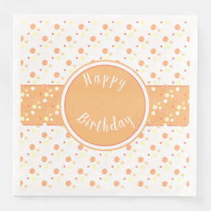 Peach and Polka Dot Happy Birthday Paper Napkins Serviette