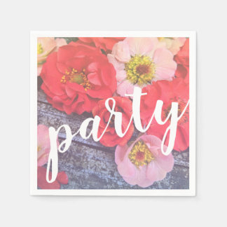 Peach and Poppy Party Napkin Serviette