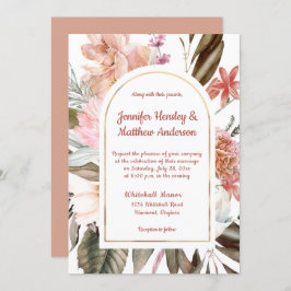 Peach and Terracotta Rustic Floral Wedge I Einladung