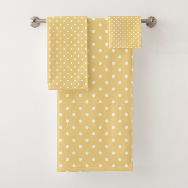 Peach and White Polka dots Badetuch Set (Insitu)