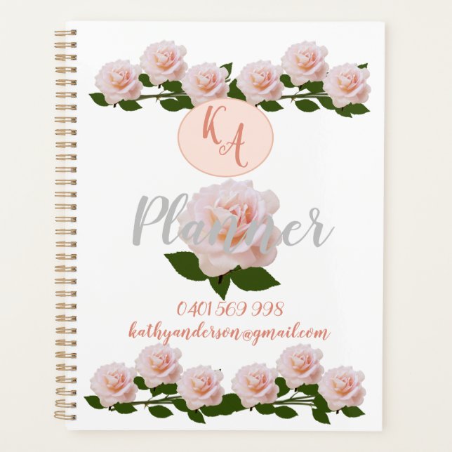 Peach and White Roses Persönlicher Planer (Vorderseite)