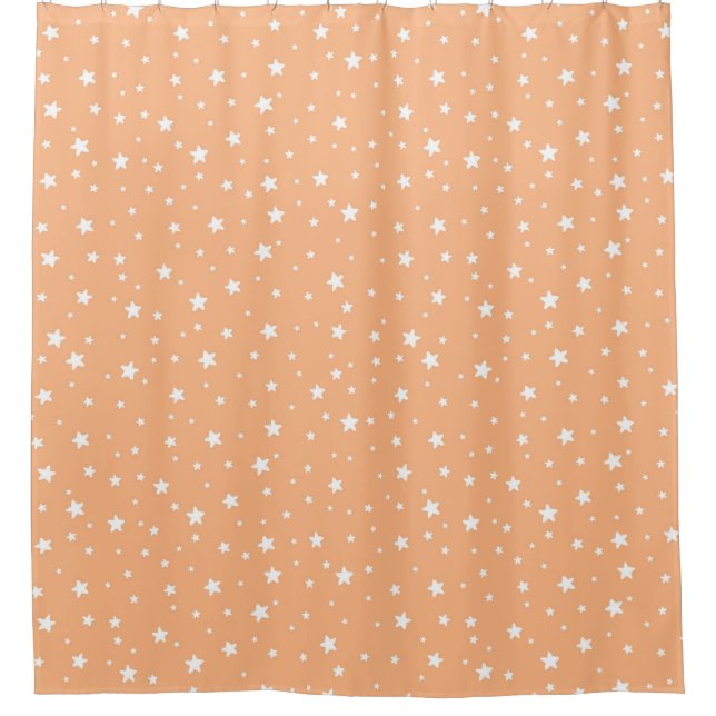 Peach and White Stars Celestial Sky Duschvorhang (Vorderseite)