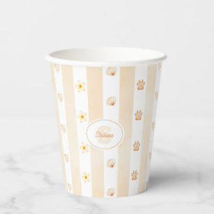 Peach and White Stripe - Herz, Blume, Paw Print Pappbecher