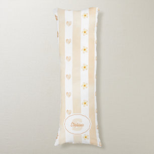 Peach and White Stripe - Herz, Blume, Paw Print Seitenschläferkissen