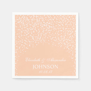 Peach and White Wedding Confetti Muster Serviette