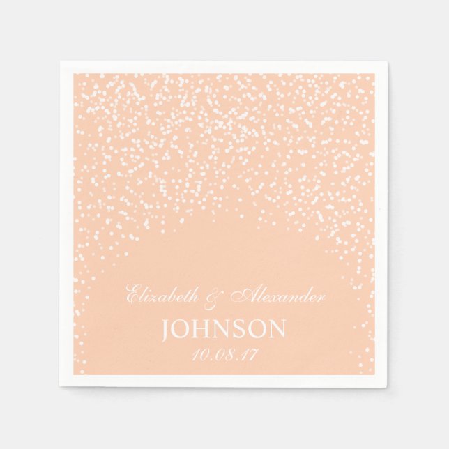 Peach and White Wedding Confetti Muster Serviette (Vorderseite)