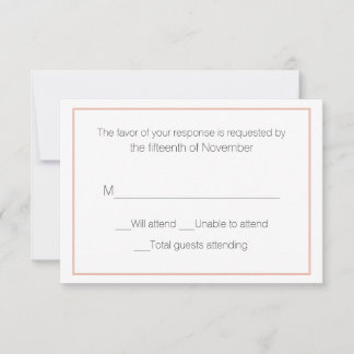 Peach and White Wedding Response Card RSVP Karte