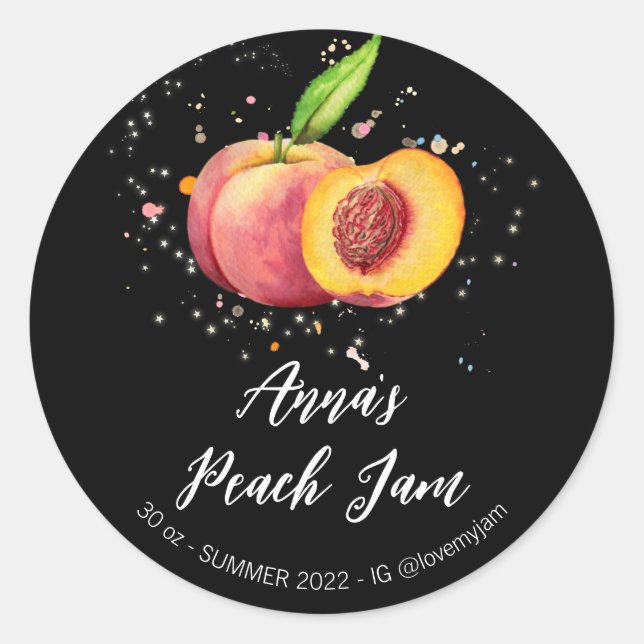 *~* Peach AP30 Homemade Jam Jelly Preserve Runder Aufkleber (Vorderseite)