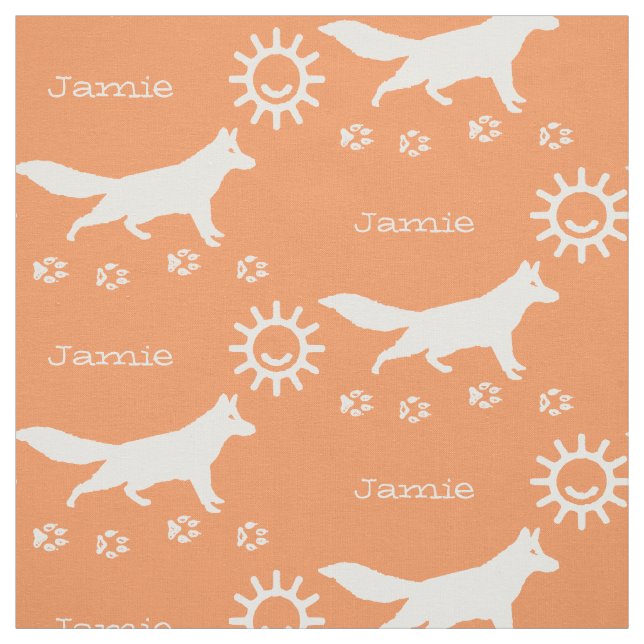Peach Apricot Kinder Sunshine Fox Track Personalis Stoff (Muster)