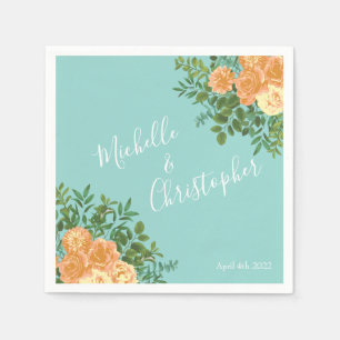 Peach Aqua Aquamarin Hochzeit Rose Blumenkohl Serviette