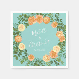 Peach Aqua Aquamarin Hochzeit Rose Blumenkohl Serviette