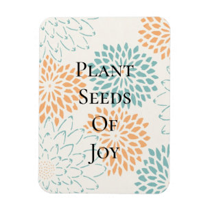 Peach Aqua Floral Blossoms Joem Gedicht Magnet