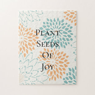 Peach Aqua Floral Blossoms Joem Gedicht Puzzle