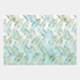 Peach Aqua Green Tropical Blätter