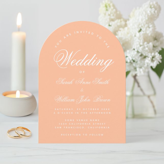Peach Arch Wedding Simple Modern Elegantes Skript Einladung (Von Creator hochgeladen)