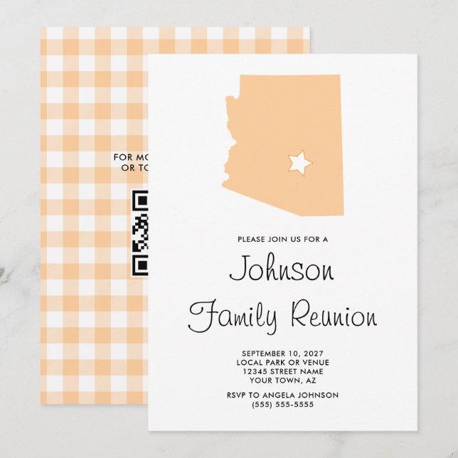 Peach Arizona Family Wiedersehen Einladung (Vorne/Hinten)