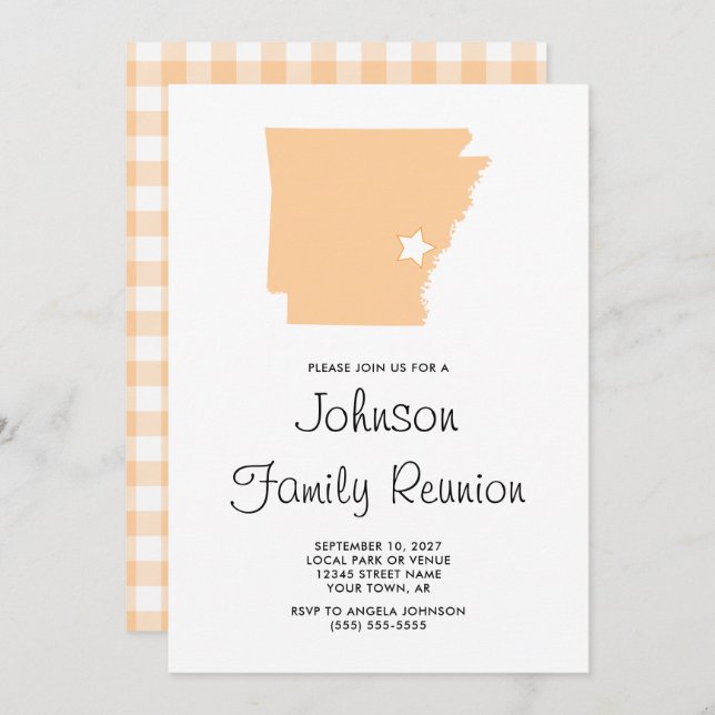 Peach Arkansas Family Wiedersehen Einladung (Vorne/Hinten)