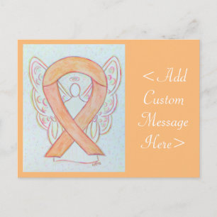 Peach Awareness Ribbon Angel Custom Postcard Postkarte