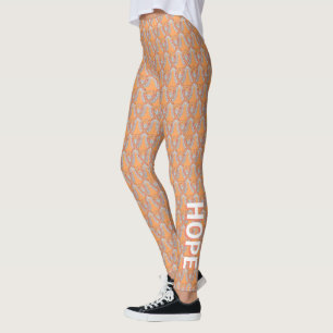Peach Awareness Ribbon Angel Custom Words Leggings